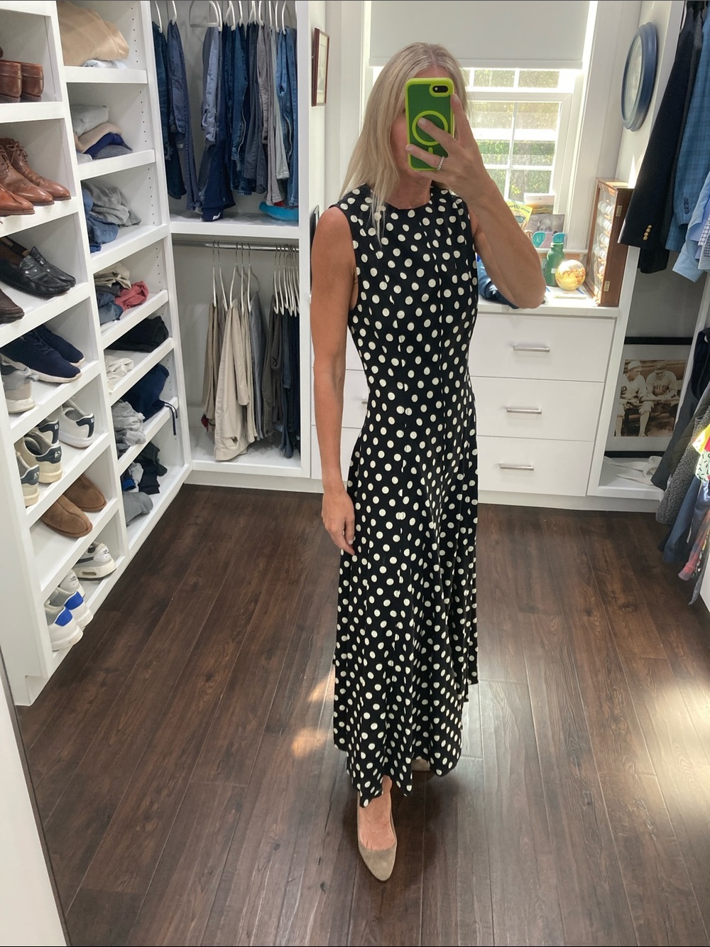 Zara Black and Cream Polka Dot Dress S